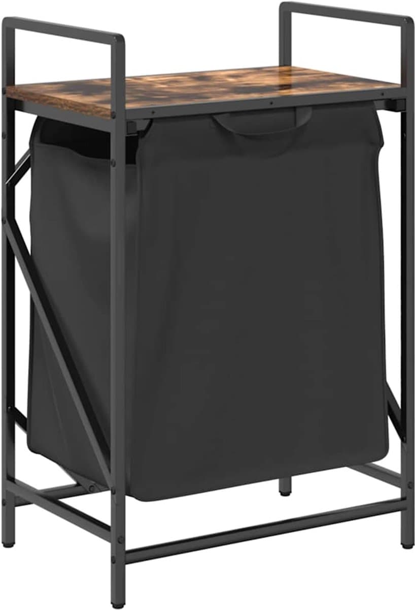 vidaXL - Wasmand - 1 - vak - met - plank - gerookt - eikenkleurig — afbeelding 1