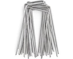 SnelShoppen - 20 Stuks Grondankers 2.5 mm x 100 mm U-vormige Sterke Tuin Pegs van Gegalvaniseerd Staal voor Grond, Tuin, Kunstgras en Onkruiddoek
