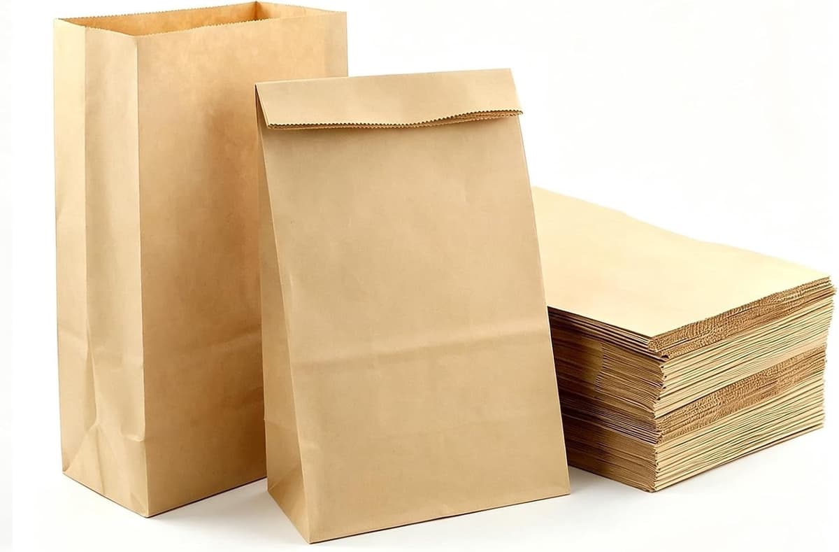 Papieren zakken - Bruin - 24 x 13 x 8 cm - Robuust Kraftpapier - Voor Cadeaus en Voedsel — afbeelding 1