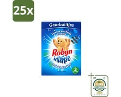 25 x Robijn - Intense - Geurbuiltjes - Langdurige Geur - Intense Frisheid - 3 Geurbuiltjes - Wasstrips - Geur In Kleding - Langdurige Geur - Frisse Geur - Geurbuiltjes - Kledingkast Geur