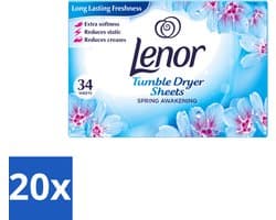 20 x Lenor - Droogtrommeldoekjes - Spring Awakening - 34 Doekjes - Voordeelverpakking - 20 stuks