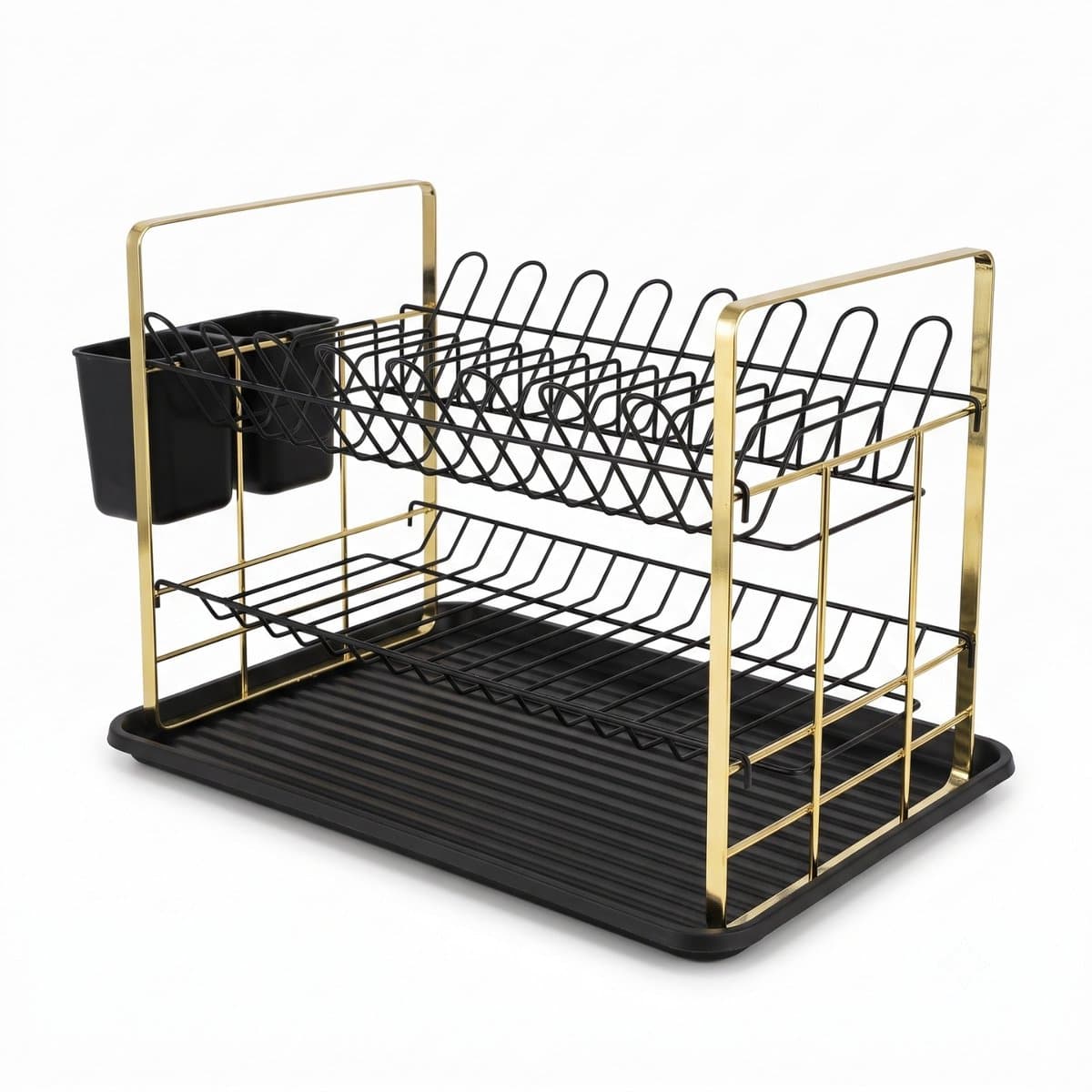 Twee-laags afwasrek met bestekbak, 47 x 30 x 29 cm — afbeelding 1