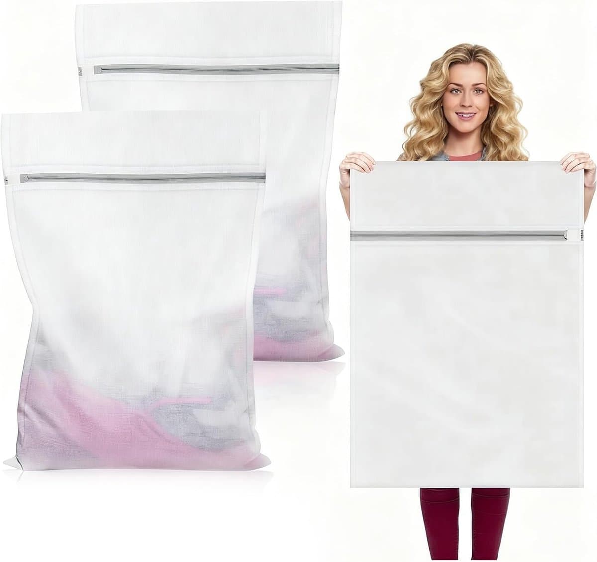 Grote waszakken 60 x 80 cm met rits voor delicate was, ideaal voor dekbedden, beddengoed en kledingbescherming — afbeelding 1