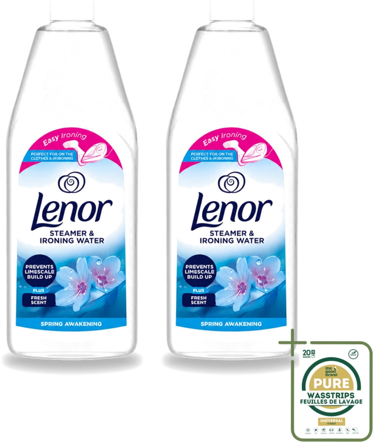 2 x Lenor - Strijkwater - Spring Awakening - Textielverfrisser - 1000 ml - Wasstrips - Strijkwater - Textielverfrisser - Wasgoed - Frisheid - Kleding — afbeelding 1