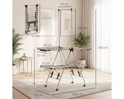 Wasrek Inklapbaar – Extra Droogrek – Opvouwbaar RVS Wasrek – Stevig en Ruimtebesparend – 13.8m Drooglengte – Binnen & Buiten – Duurzaam