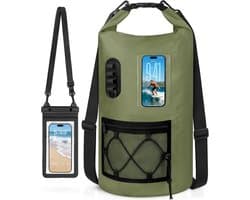Dry Bag Rugzak 20L/30L, Waterdichte Zakken met Telefoon Dry Bag, Drijvende Strandtas Natte Zakken voor Zwemmen, Camping, Varen, Kajakken, Vissen, Olijfgroen, 30 L, Droge Zak