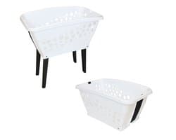 Alpfa – Wasmand – Wasmand Op Poten – Met Inklapbare Poten – Kunststof – Wit – 52 Liter – 69x40x33 — afbeelding 1