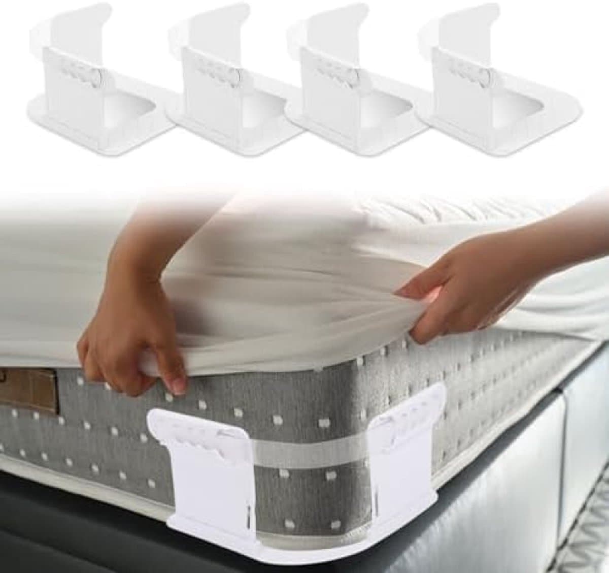 PromoHome 4-delige bedlakenhouders set - Antislip matrashouders voor strakke lakens — afbeelding 1