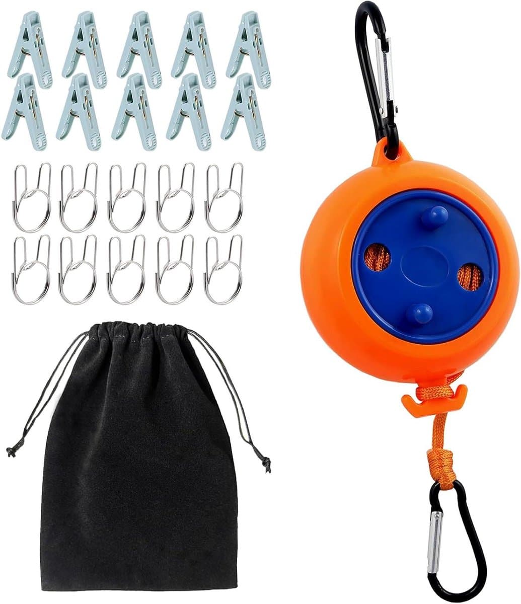 Draagbare Waslijn - Reis Waslijn - Kleding Drogen - Intrekbaar Ontwerp - 9.8 Meter - Oranje — afbeelding 1