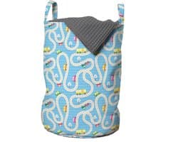 ABAKUHAUS Nursery Activity waszak, wasmand met handvaten, trekkoorddichting voor wasserettes, lichtblauwe crème