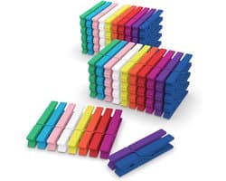 Kleine Kleurige Houten Knijpers voor Foto's, Collages en Postkaarten - 100 Stuks van 7 cm