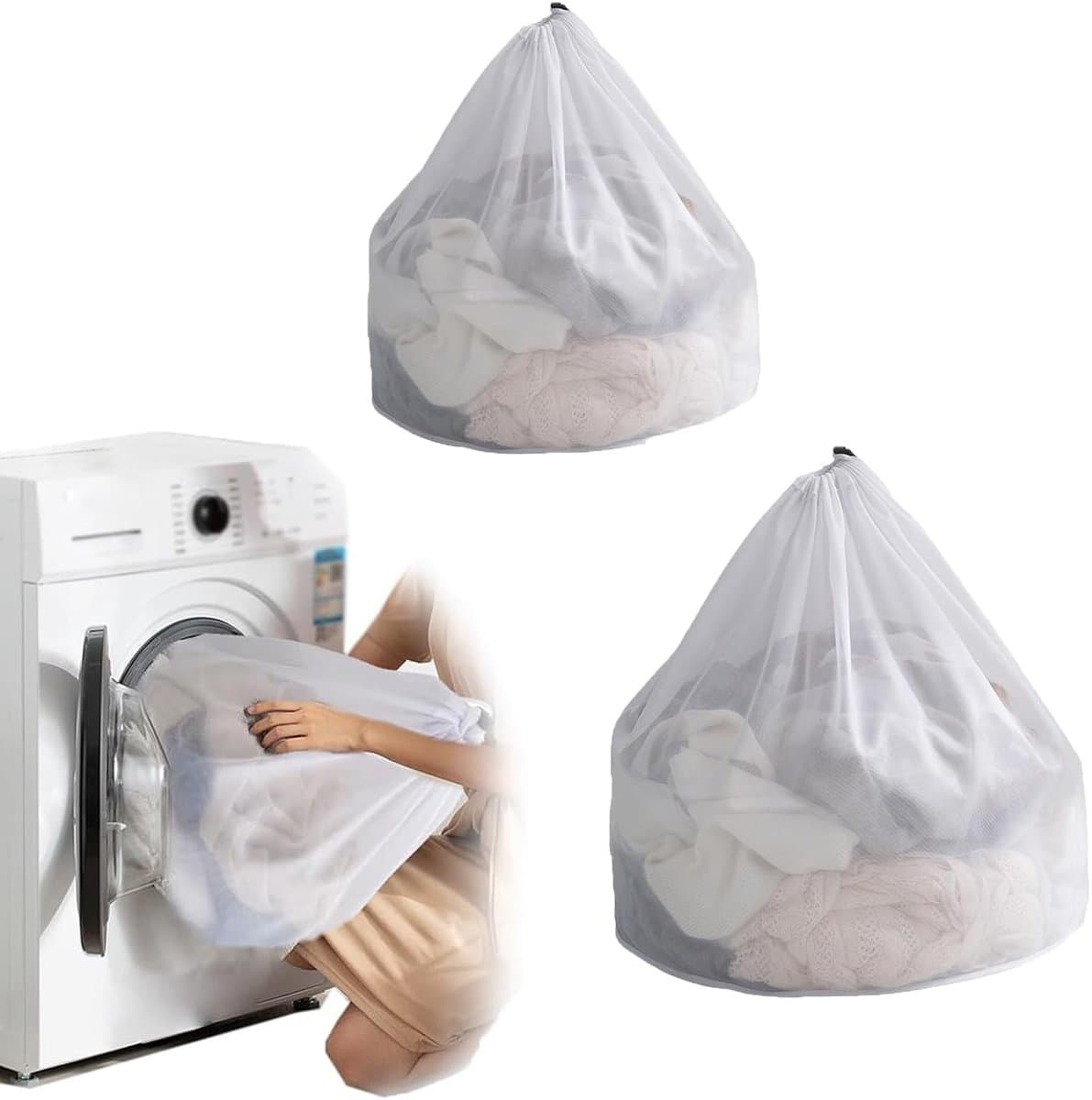 JHUBERS- Waszak Grote Capaciteit - Waszakken 30 cm x 40 cm / 60 cm x 80 cm - Opvouwbare Wasmand - Vuile Was Verzamelen - Reisaccessoire - Organiseren — afbeelding 1