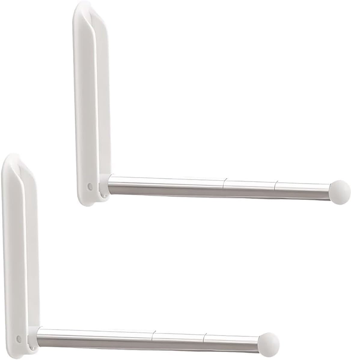 2 Stuks Wandkledingstandaard mini Inklapbaar, Wandgemonteerde Kledingstandaard, Deurhanger met Intrekbare stang voor wasgoed, slaapkamer, reishangers (wit) — afbeelding 1