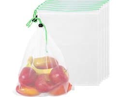 Fruitnet Set - Mesh Zakken - Vers Houden - Ademend Materiaal - 35x30CM 6 Stuks - Wit