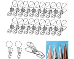 Dailygoods- Wasknijpers 100 Stuks - Roestvrij Staal - Sleutelringen 50 Stuks - UV-bestendig - Voor Kleding/Handdoeken - Verbeter je Levenskwaliteit - Klemmen