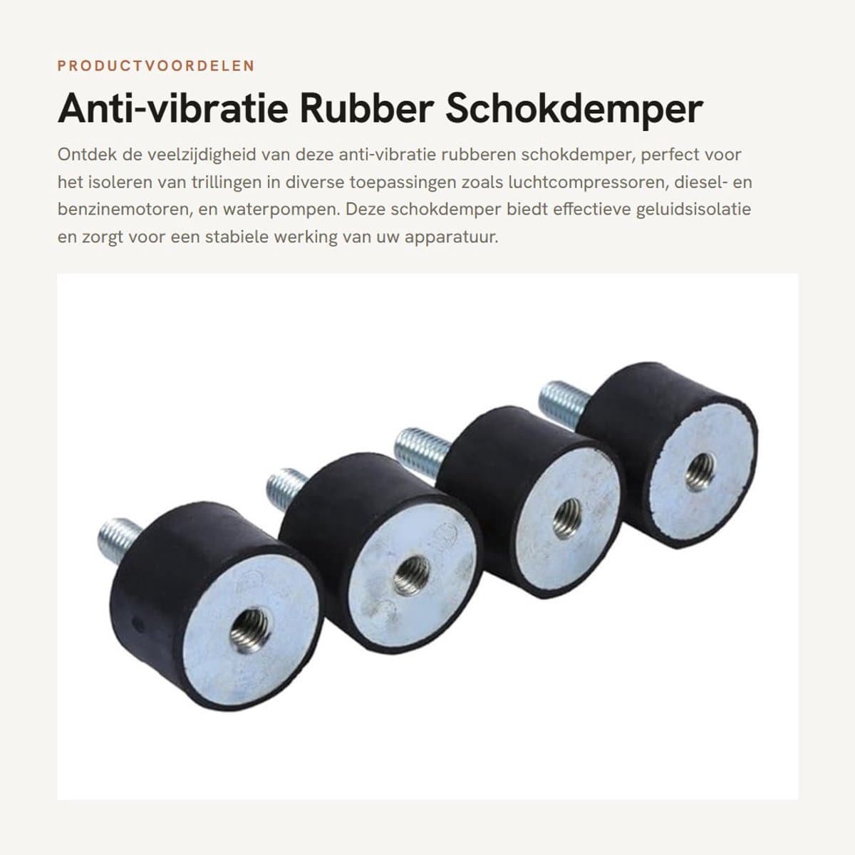 Dailygoods- Schokdemper Rubber - Trillingsdempers - Silent Block Isolator - Cilindrische Beugels - Pack van 4 - Zwart/Zilver - Trillingsdemper — afbeelding 1