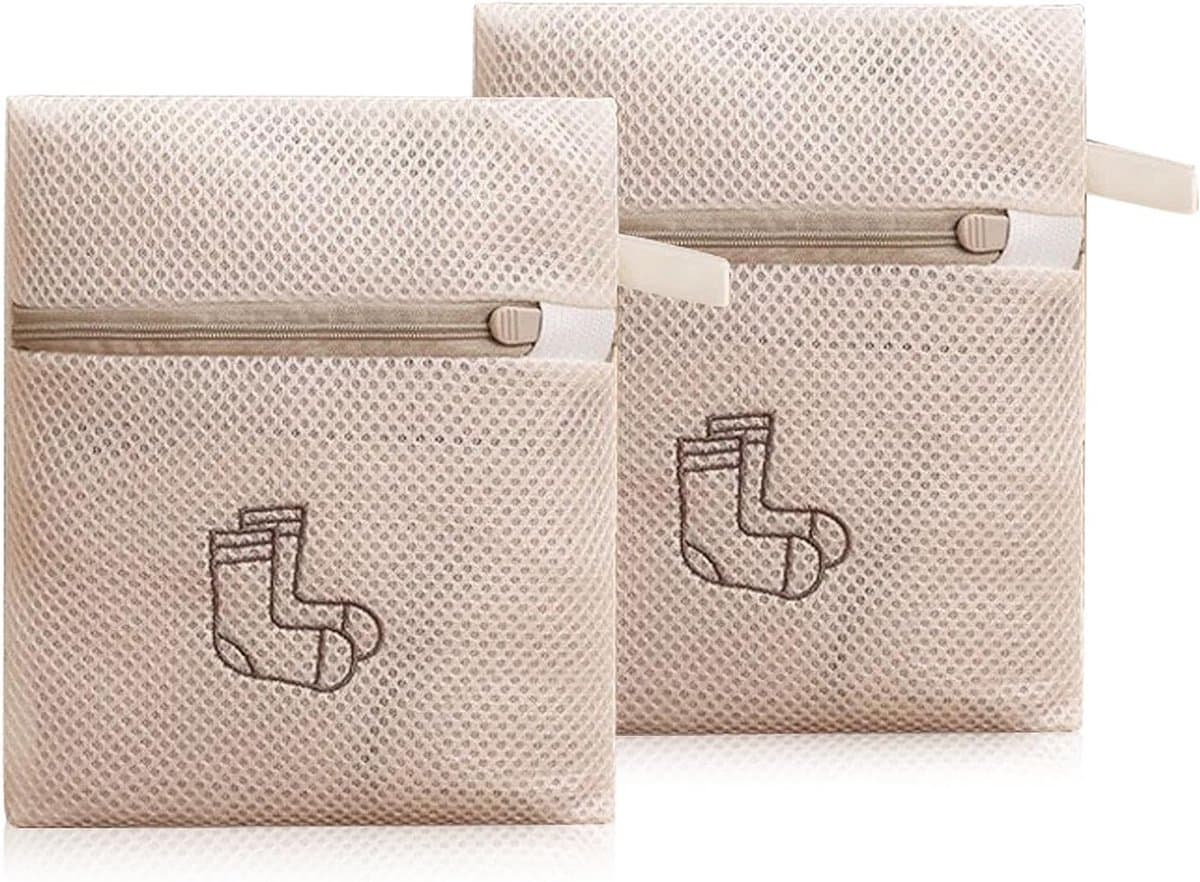 Set van 2 Mesh Waszakken voor Delicate Kleding, Ondergoed en Schoenen - Reiswasnet met Rits, 18 x 20 cm — afbeelding 1