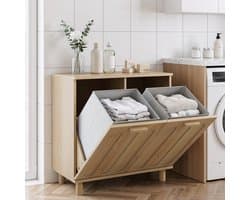 PHOEBE CAT Wasmand - Uitneembare binnenbak - Badkameropbergkast - Eikenkleur