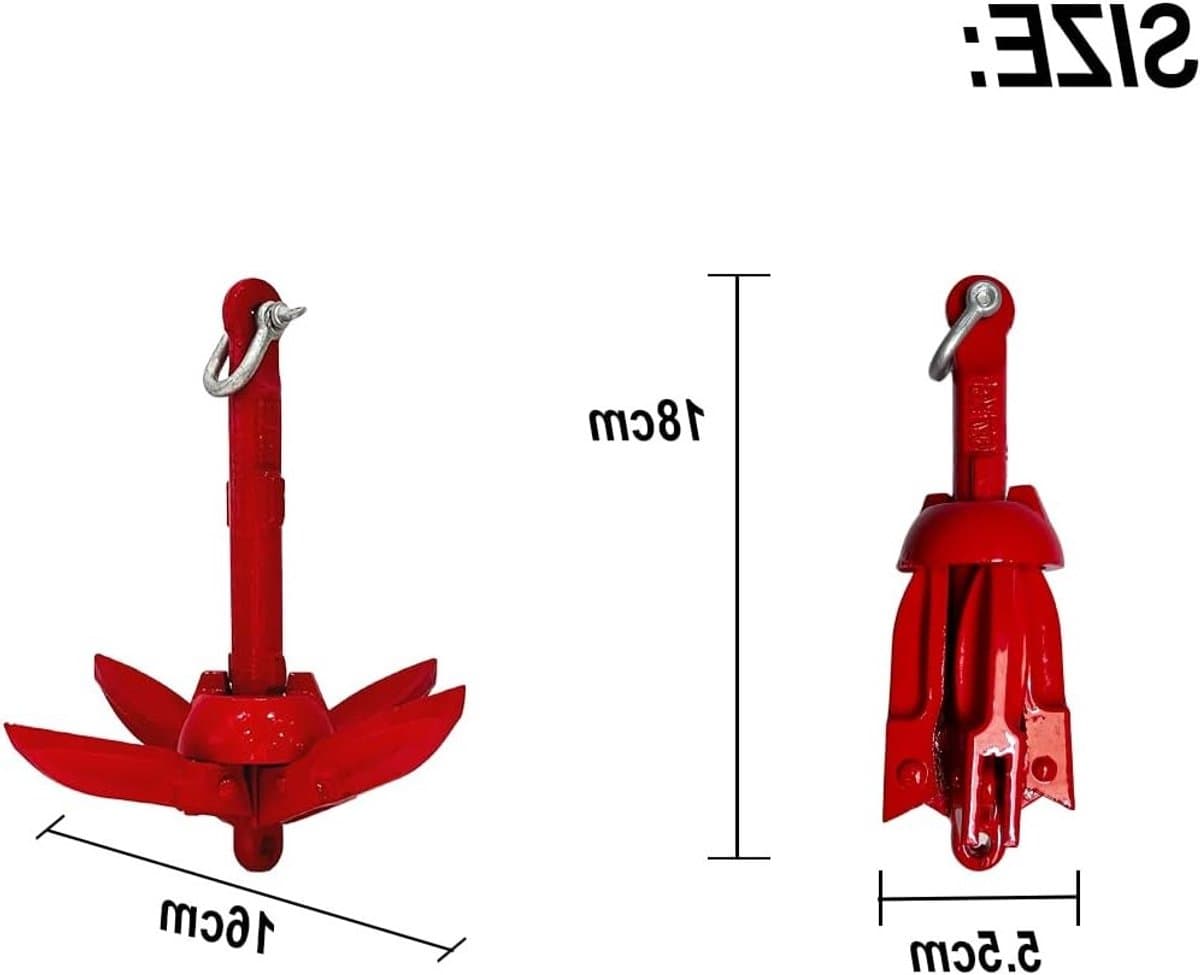 Vouwbare Grapnel Anker Kit 0.7kg voor Kano, Jetski en Paddleboard met 10m Touw en Draagtas - Rood — afbeelding 1