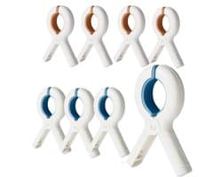 PromoHome Handdoekklemmen voor Strandstoelen - Set van 8 - Winddichte Badclips met Antislip Siliconen Pads - Duurzaam Kunststof - Voor Handdoeken, Dekens en Kleding