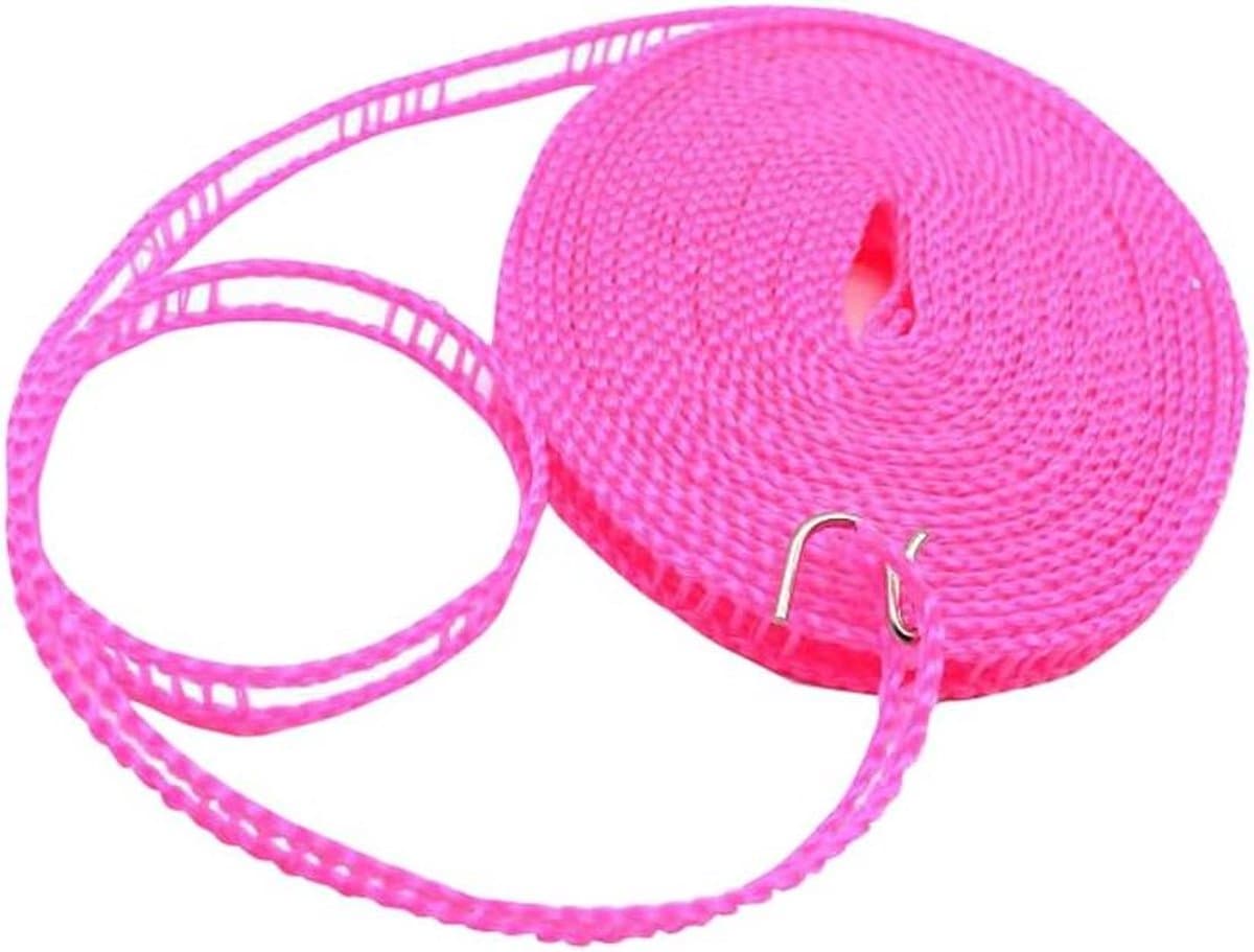 Waslijn - Drogen Touw - Kleding Ophangen - Winddicht Ontwerp - 8 Meter - Roze — afbeelding 1