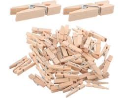 Houten Knijpers Mini 100 Stuks - Decoratief voor Foto's, Knutselen en Kaarten