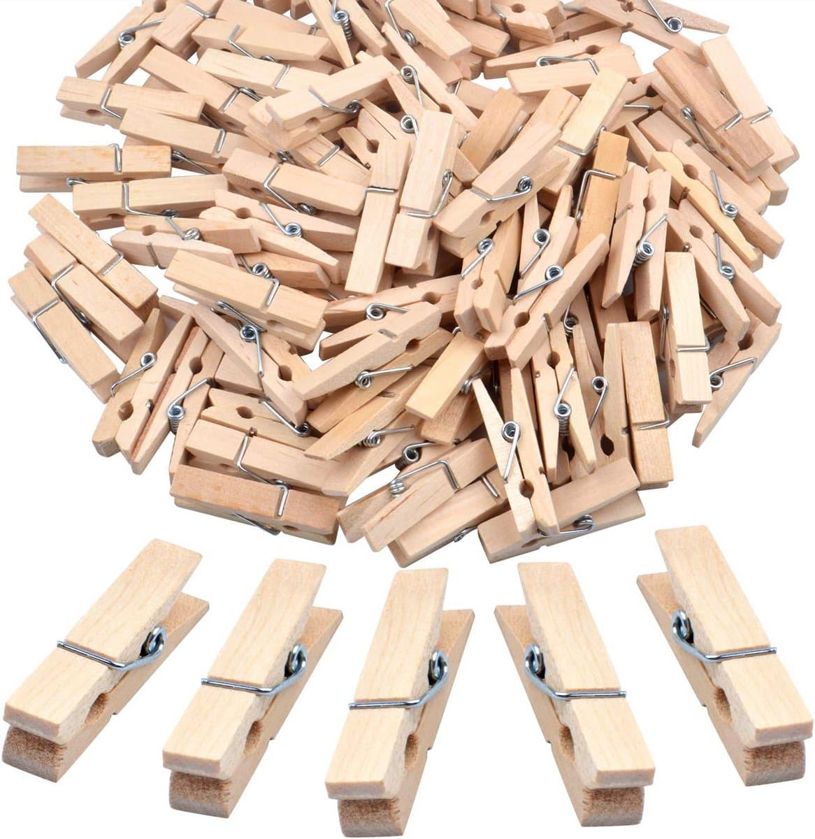 100x Kleine Houten Knijpers voor Knutselen, Foto's en Decoratie (3,5 cm) — afbeelding 1