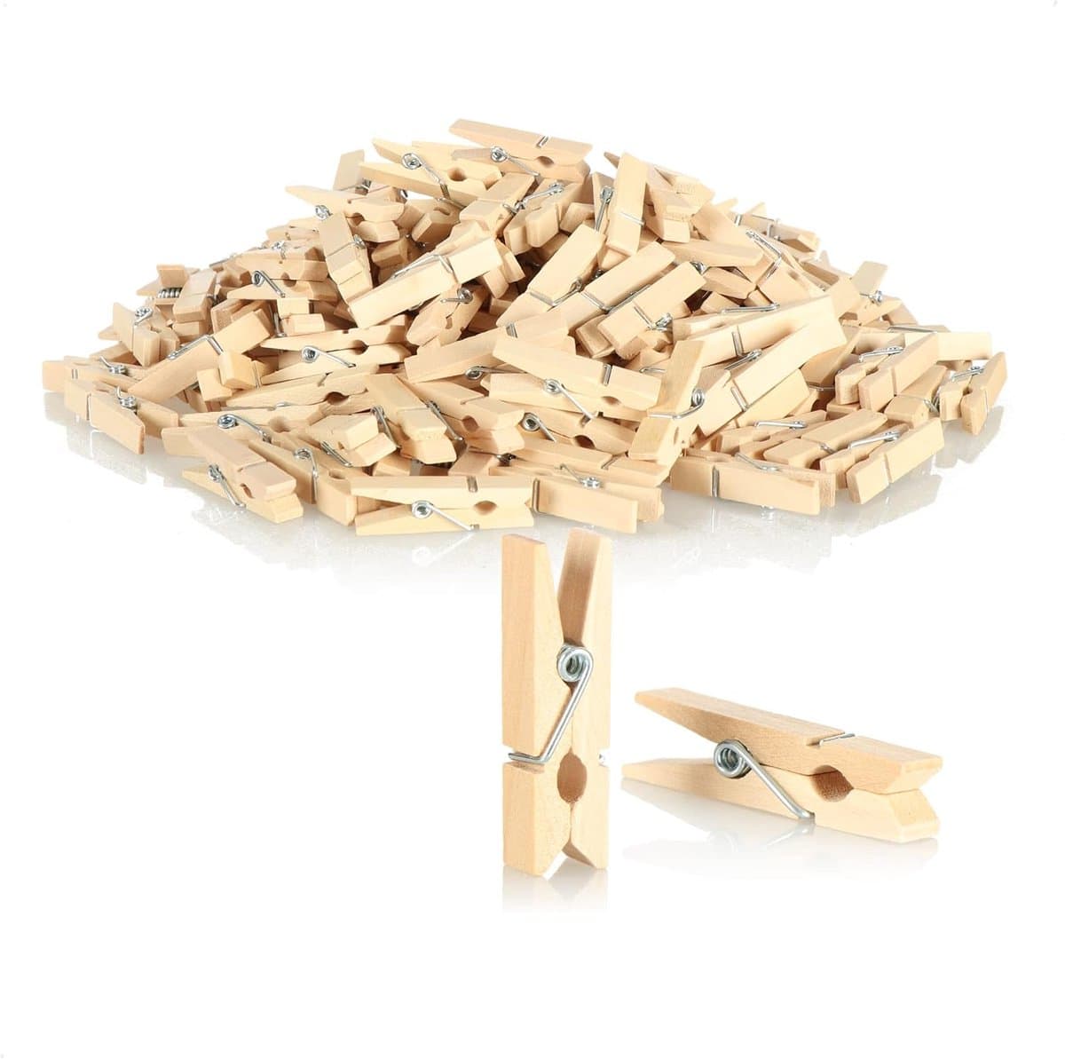 Mini Wasknijper Clips - Decoratie - Set van 240 - Lichtbruin - Lotushout — afbeelding 1