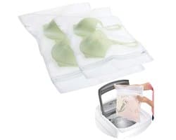 Waszakken Set - Wasnetten - Waszak met Ritssluiting - Was Zak - 40x30 cm & 30x25 cm - Wit - Inclusief EBOOK