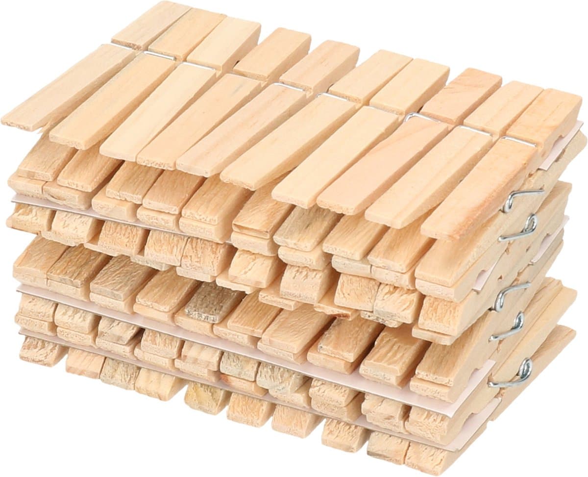 Sorex Wasknijpers - 100x stuks - hout - knijpers - metalen slagveer — afbeelding 1