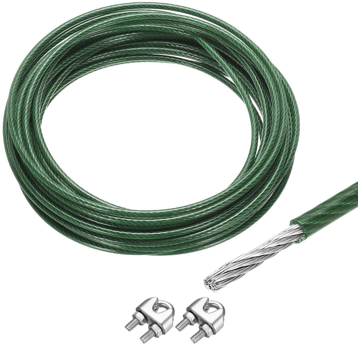 Draadkabel 10 m x 5 mm - roestvrij staal 304 - spanklem met 2 schroefspindels - perfect voor het ophangen van wasrekken - ShopVlot — afbeelding 1