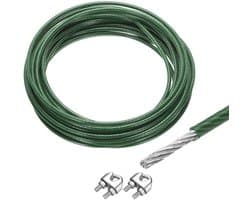 Draadkabel 10 m x 5 mm - roestvrij staal 304 - spanklem met 2 schroefspindels - perfect voor het ophangen van wasrekken - ShopVlot