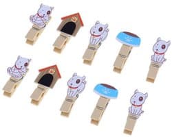 Wasknijpers Houten 10 Stuks - Mini Wasknijpers - Decoratieklemmen - Fotoclips - Houten Decoratie - Duurzaam Materiaal - Fotoklemmen