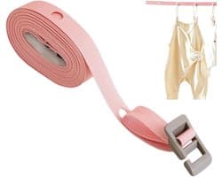 Waslijn met Haken - Reiswaslijn Kampeerlijn - Kleding Drogen - 34 Ophangpunten - 3.5 meter - Roze