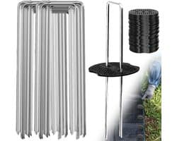 Set van 50 Grondankers met 50 Gegalvaniseerde Metalen Ringen voor Tuin, Camping en Kunstgras - Roestbestendig en Duurzaam