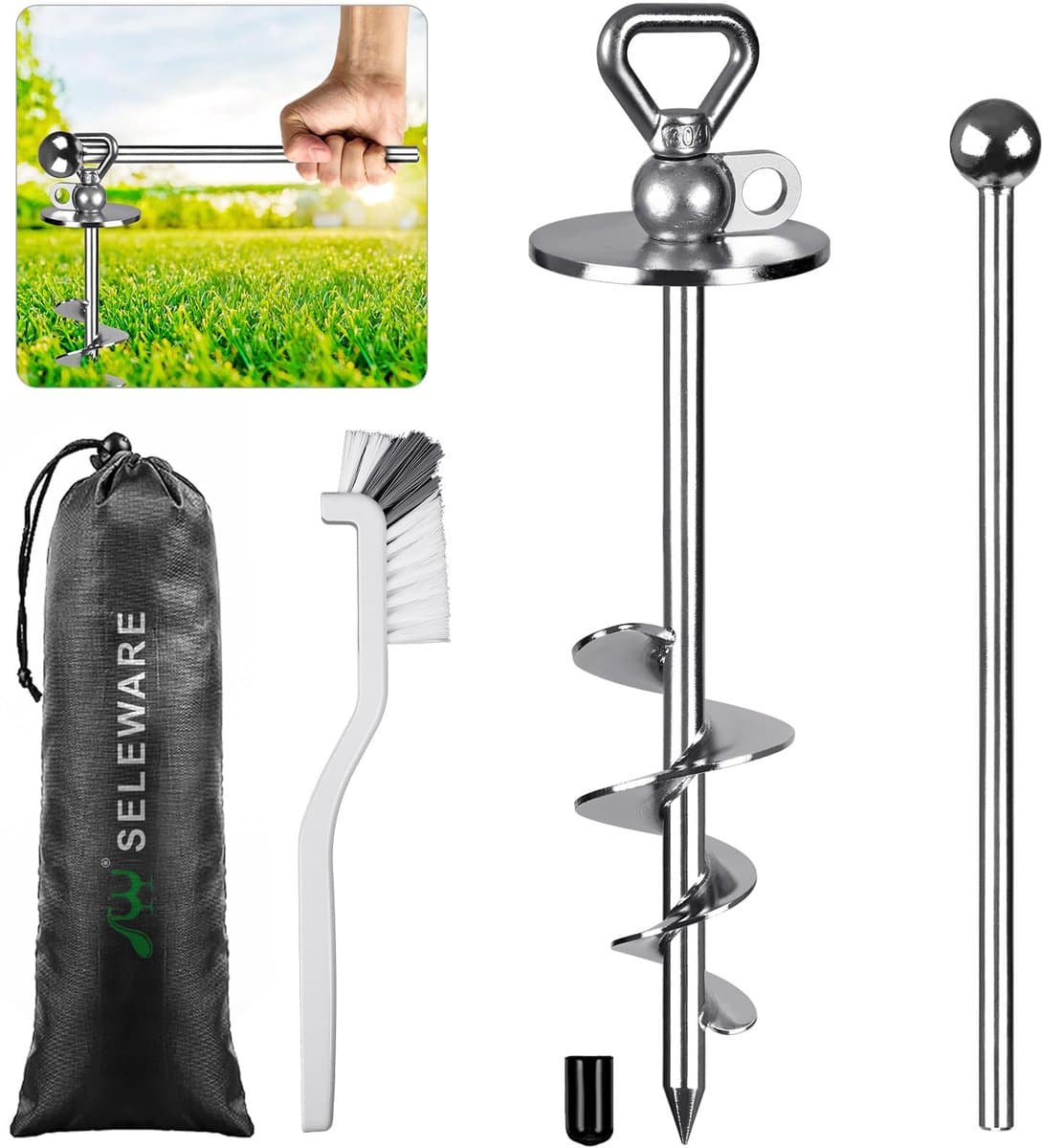 Omgoods - Hond Tie Out Stake - Anti-Roest Grondanker voor Grote Honden — afbeelding 1
