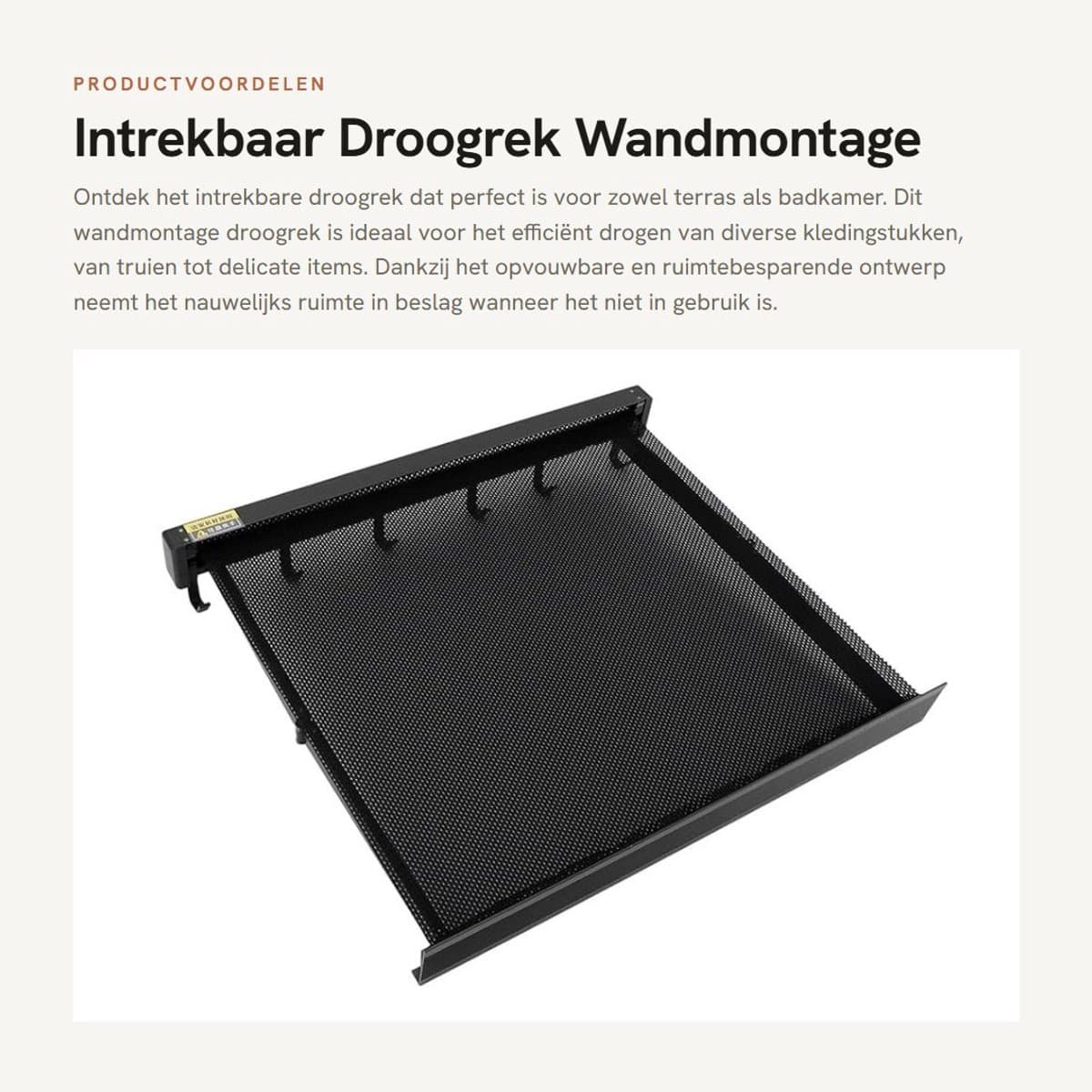 Dailygoods- Droogrek Intrekbaar - Wandmontage - Opvouwbaar - Aluminium - Ademend Mesh - Ruimtebesparend Ontwerp - Kledingrek — afbeelding 1