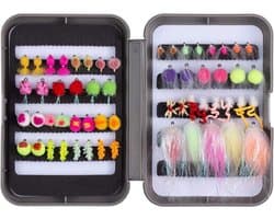 Vliegenvissen vliegen set forelbaarsvissen met vliegenbox, 36/64/72/76/80/96 stuks. Met droogvliegen/natte vliegen, nimfen, streamers, popper