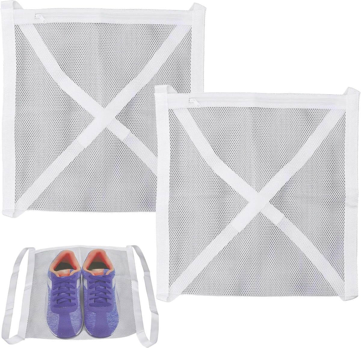 2 stuks wasdrogertas, 40 cm × 40 cm, wasdroger, schoenenhouder voor wasdroger, voor schoenen, kleding en wasgoed, verstelbare elastische riem — afbeelding 1