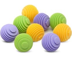 SnelShoppen - Wasballen voor Wasmachine - 9 Stuks Herbruikbare Rubberen Siliconen Drogerballen - Vermindert Rimpels en Klevende Was - Groen, Geel, Paa