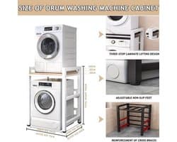 Wasmachine Standaard – Wasmachine Verhoger – Wasmachine Sokkel – Wasmachine Onderstel – Wasmachine Opbouwmeubel – Verstelbare Hoogte – Stevig Metaal Met Opbergrekken