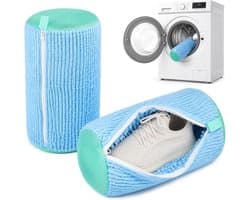 Waszak voor Sneakers - 2 Stuks, Blauw, Beschermnet voor Wasmachine, Schokbestendig en Ritssluiting, Ideaal voor Sportschoenen