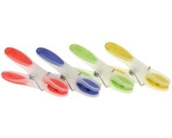 24x Wasknijpers in verschillende kleuren met sotfgrip - huishoudelijke producten - knijpers