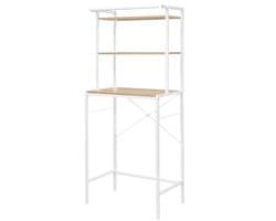 Stemily Wasmachine Kast - WC Kastje - Opbergrek - Ombouw - Metaal - Hout - 3 Planken - 1 Ophangstang - 67 x 40 x 162 cm