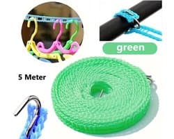 3 Meter Waslijn Met Antislip I Winddicht, Sterk en Verdikt I Voor Binnen En Buiten Drogen I PVC I Groen — afbeelding 1