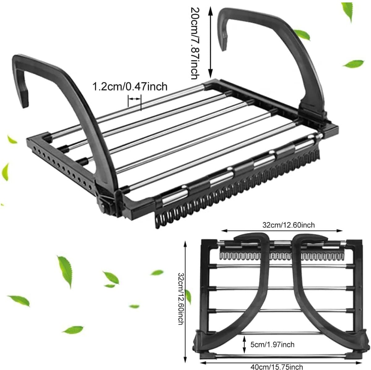 RVS Balkonwasdroger - Opvouwbaar Hangend Droogrek - Radiatordroger - Hangende Kleerhanger - Rails Voor Droogrek — afbeelding 1