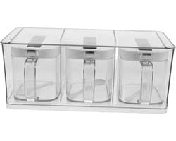 1set Transparante Acryl Kruidcontainers Met Deksel Wandmontage Keukenopslag Voor Zout Olie Specerijen Modern Functioneel Keukenaccessoire