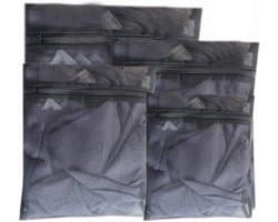 4-delige zwarte waszakkenset met ritssluiting voor delicate kleding en ondergoed