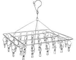 Sokkendroogrek Geschikt voor 30 wasknijpers, kledingdroogrek, waslijn, hanger, metalen wasknijpers, rechthoekige vorm, Geschikt voor het drogen van babykleding, handdoeken, ondergoed en delicate bh's.