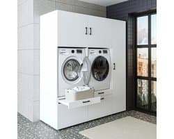 Roomart SERIE 2 Wasmachine Ombouwkast 179x205 cm - met Hoge Kast 45 - Wit